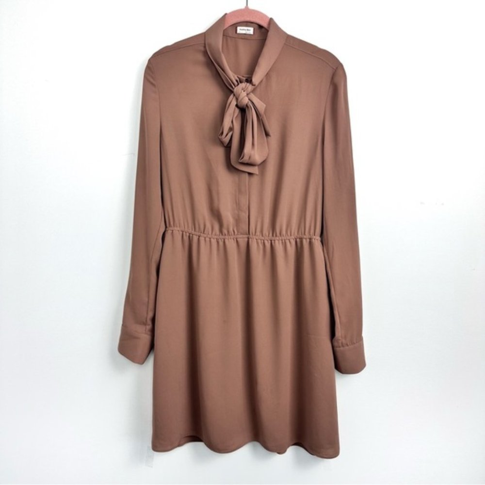 Aritzia Sunday Best Veronica Pussy Bow Long Sleeve Dress Sz Medium